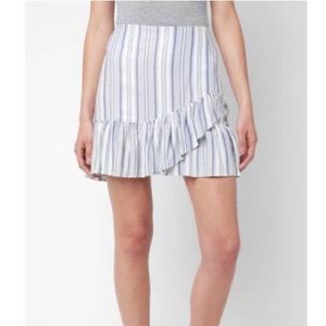 Abbeline striped ruffle hem mini skirt